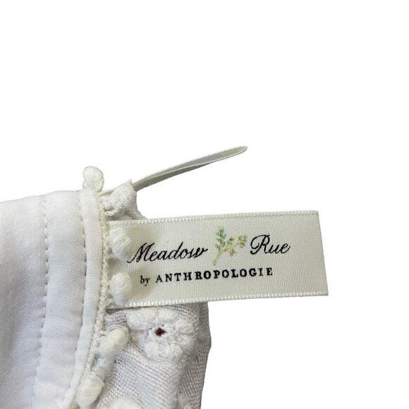 Anthropologie Meadow Rue Eyelet Floral Embroidered Boho Top White size Small - Picture 7 of 8